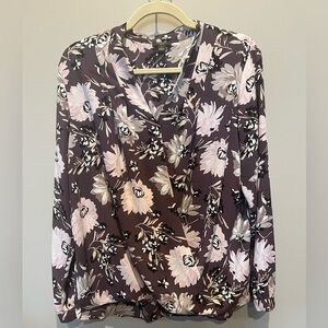 Ann Taylor Floral Wrap Blouse